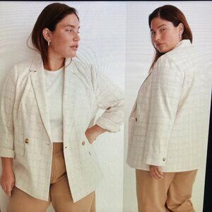 NWT Madewell Cream Plaid Blazer Women Size 2X